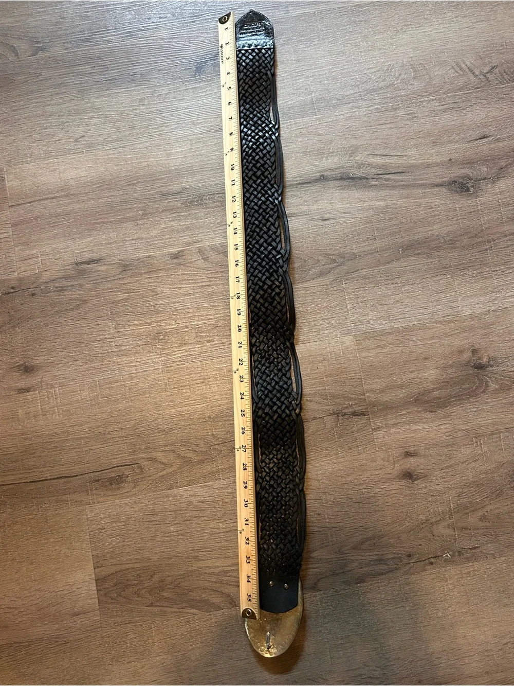 Chico’s Belt Womens S Black Leather Braided Western Concho Oval Buckle Studded
